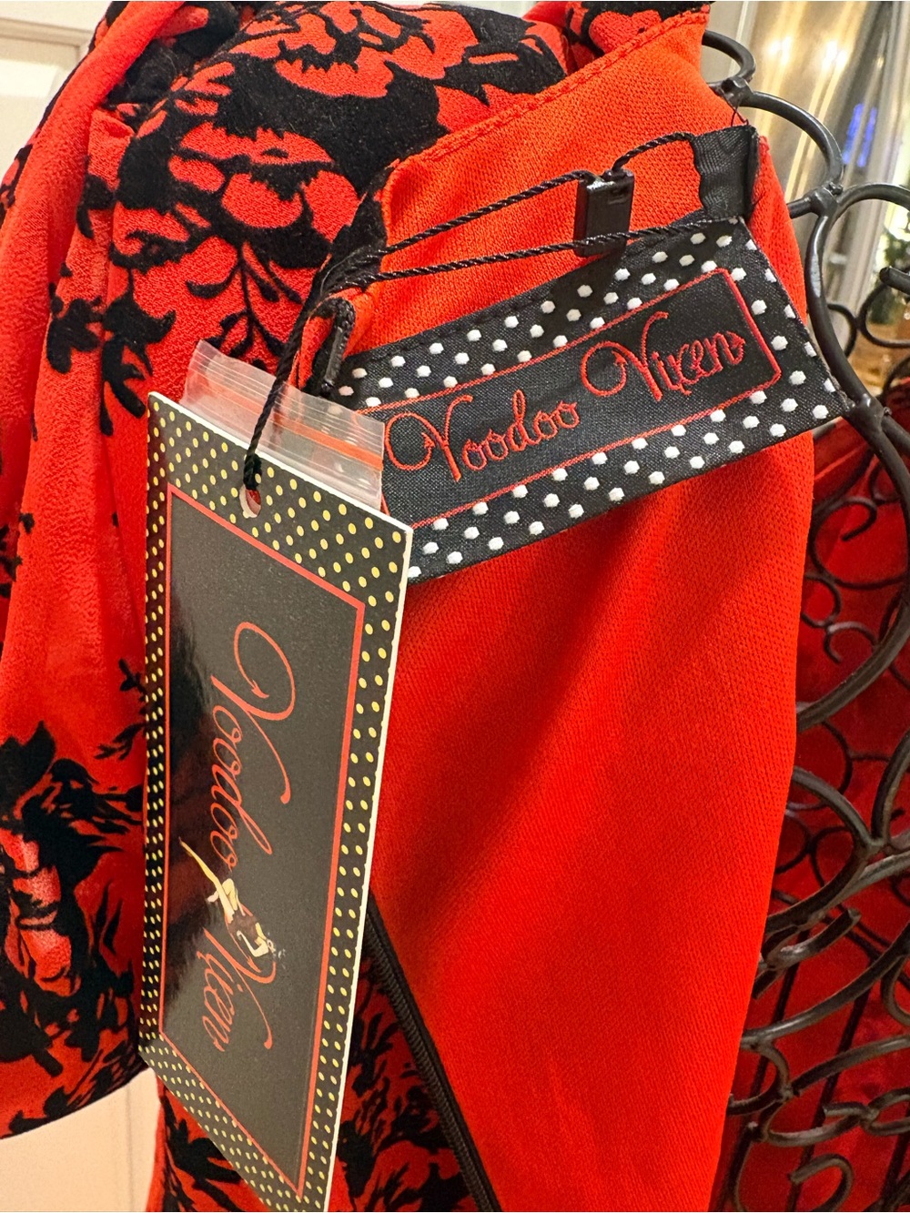 Voodoo Vixen Red and Black Floral dress